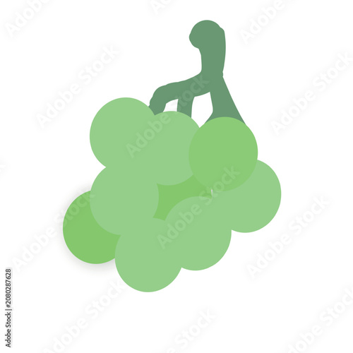 Minimalist summer background with paper cut green grape bunch, vector illustration.