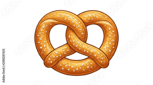 Photos Pretzel, golden baked snack with coarse salt, premium vector icon art ,  illustration, isolated on white background