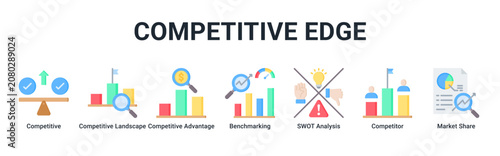 Foto Competitive Edge web banner icon vector illustration with icons of Competitive,