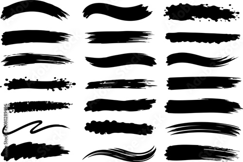 Obraz na plátně Collection of hand drawn vector paint brush strokes