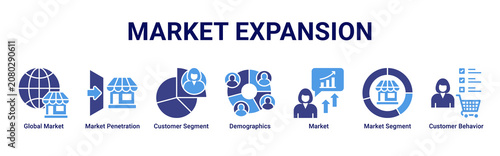 Quadro su tela Market Expansion web banner icon vector illustration with icons of Global Market