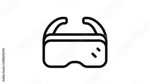 Safety Goggles Line Art Icon Looping Animation for Personal Protective Equipment Presentation