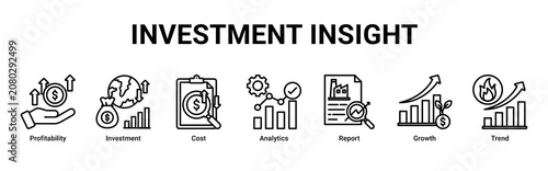Cuadro en lienzo Investment Insight web banner icon vector illustration with icons of Profitabili