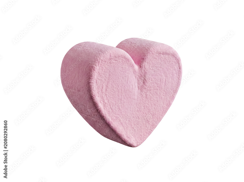 Fototapeta premium Soft, puffy pink heart-shaped marshmallow candy, a sweet confection for Valentine's Day or romantic treats.