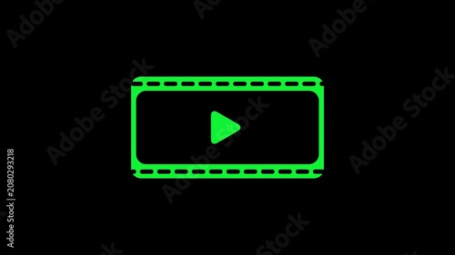 Green play button isolated on black background minimalist modern u i u x concept
