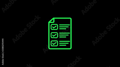 Neon green checkmark symbols on dark background success validation approval confirmation concept