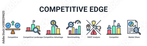 Fotografía Competitive Edge web banner icon vector illustration with icons of Competitive,
