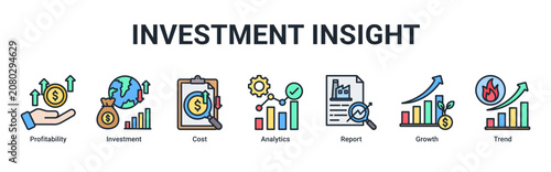 Quadro su tela Investment Insight web banner icon vector illustration with icons of Profitabili