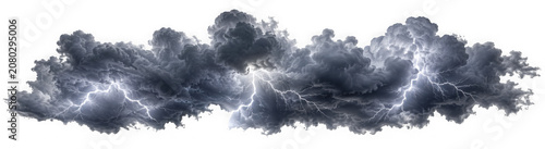 Storm clouds with lightnings isolated on transparent background - Generative AI