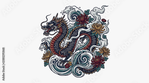Foto Intricate floral pattern with ornate swirls and leaves.