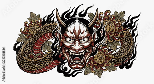 Intricate ink illustration of a fierce tiger head.