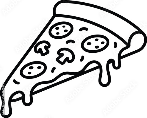 Pizza slice icon vector illustration in outline style