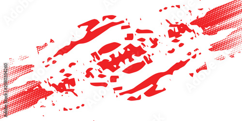 Quadro su tela Red and white Tire tracks, wheel textures, tire tracks - auto racing, motocross, backgound