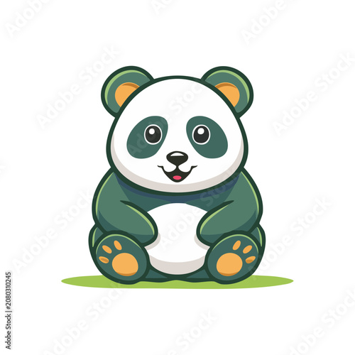 Cute cartoon panda bear sitting