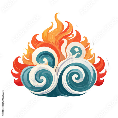 Fire and Water Spiral Vector Illustration