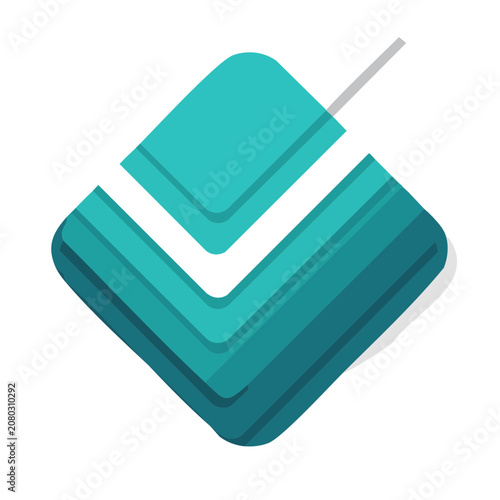 Flat design checkmark icon in teal and cyan