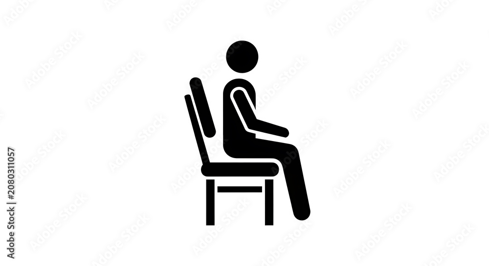 Fototapeta premium Black and white of a person sitting on a chair with hands raised