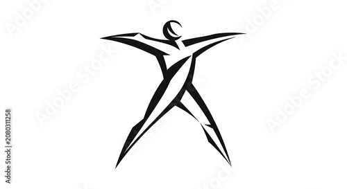 Black and white of a stylized bird in flight wings beak