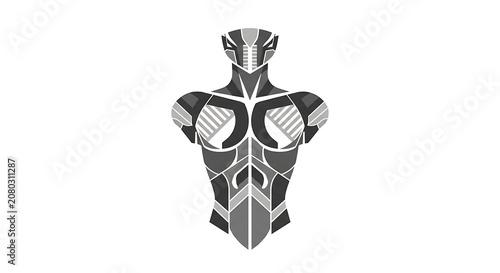 Black and white of a stylized butterfly with geometric patterns wings