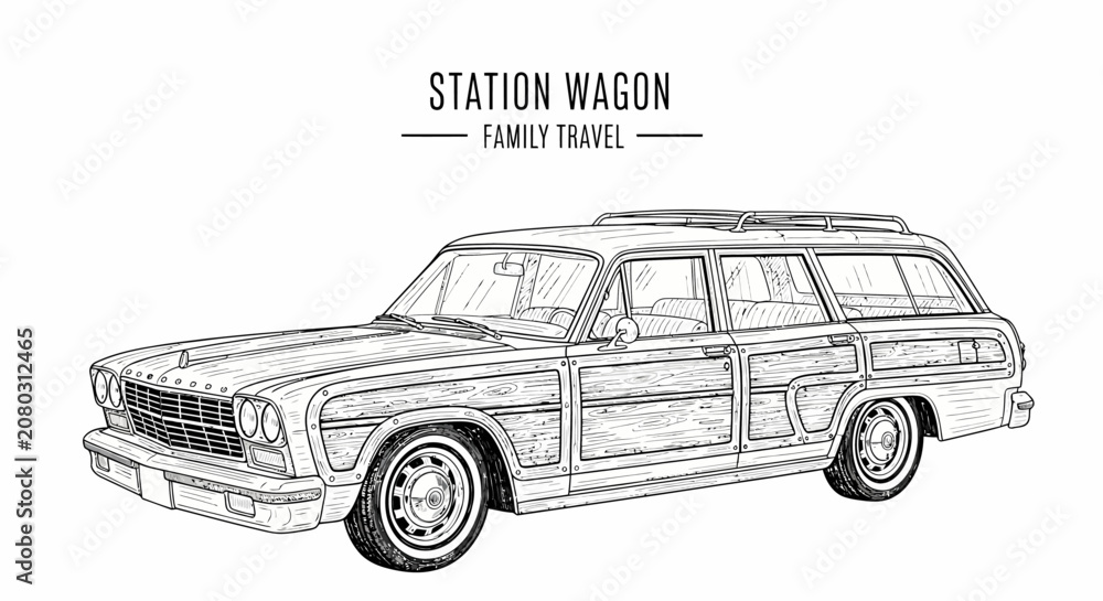 Fototapeta premium Vintage Family Station Wagon Vehicle.