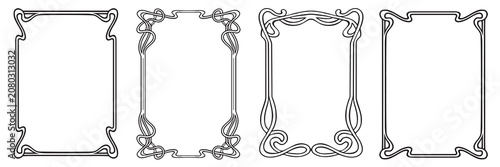 Frames with style Art Nouveau ornament vector set.