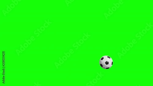 3D animation of soccer ball bouncing from left to right isolate on green screen alpha matte