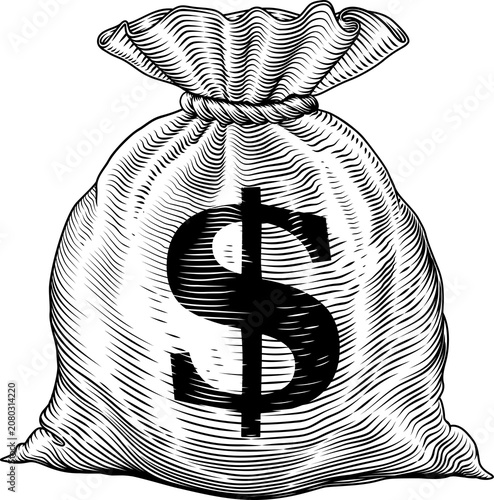 A money cash sack bag with ...