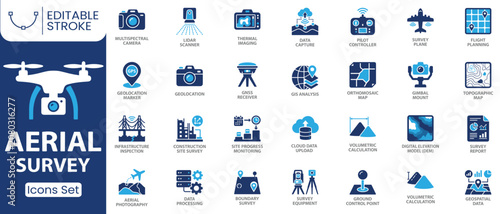 Schilderij op canvas Aerial survey icon set