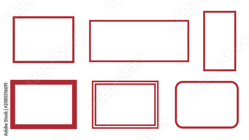 Red rectangular frames arranged in a minimalist vector graphic layout design