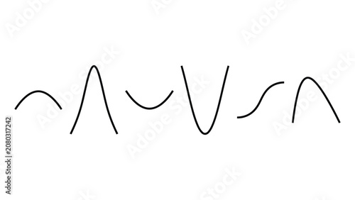 Minimalist abstract line art featuring mountain peaks and curves in a clean vector style