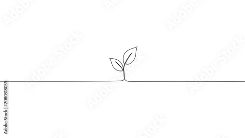 One Line Drawing Plant Sprout