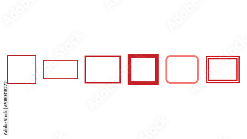 Minimalist Red Geometric Frames Arranged in a Simple Linear Composition
