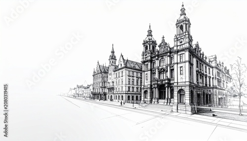 Hand Drawn Architectural Pencil Sketches of Classic and Modern Buildings with Detailed Shading Clean Composition and Generous Copy Space for Branding Marketing and Editorial Use