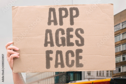 Obraz na plátně "App ages face" Software alters appearance to simulate future