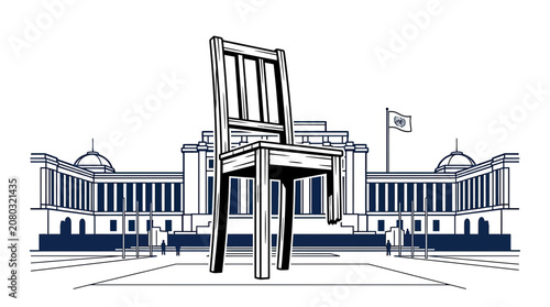 Canvastavla Broken Chair Monument Symbolizing Peace and Disarmament in Front of UN Building