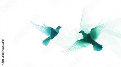 Ethereal Birds in Flight with Smooth Transparency and Soft Color Palette