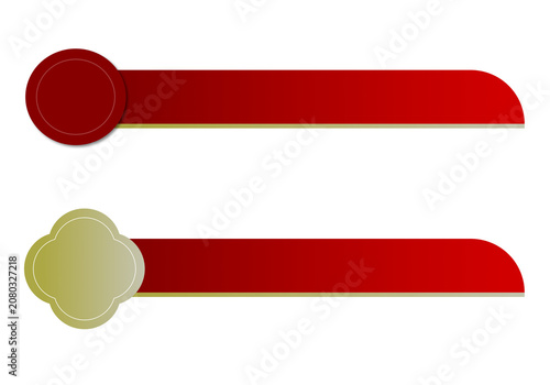 Modern red and gold lower third banner set, elegant video broadcasting graphic elements isolated