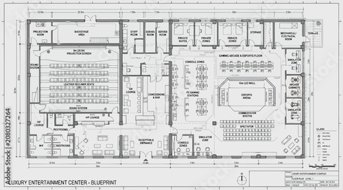 Принти на полотні Architectural floor plan blueprint of a luxury entertainment center