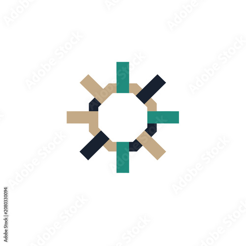 Abstract geometric wheel with radial spokes
