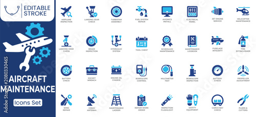 Tableau sur toile Aircraft maintenance icon set