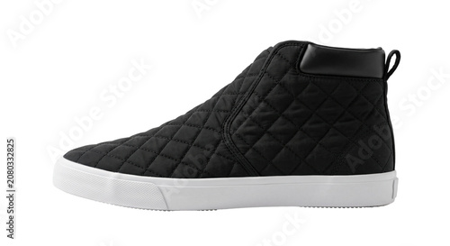 Tableau sur toile Black quilted slip on mid top sneaker profile