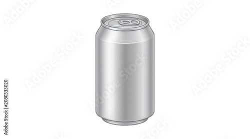 Plain aluminum beverage can, simple metallic finish without label or text, premium vector icon, isolated on white background.

