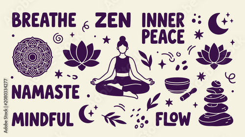 Fotografía Woman meditates peacefully outdoors under moonlight with yoga mat and bowl nearby surrounded by plants