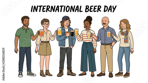 Obraz na plátně International Beer Day Celebration: A diverse group of people raising glasses of beer to celebrate International Beer Day, capturing the spirit of camaraderie and enjoyment