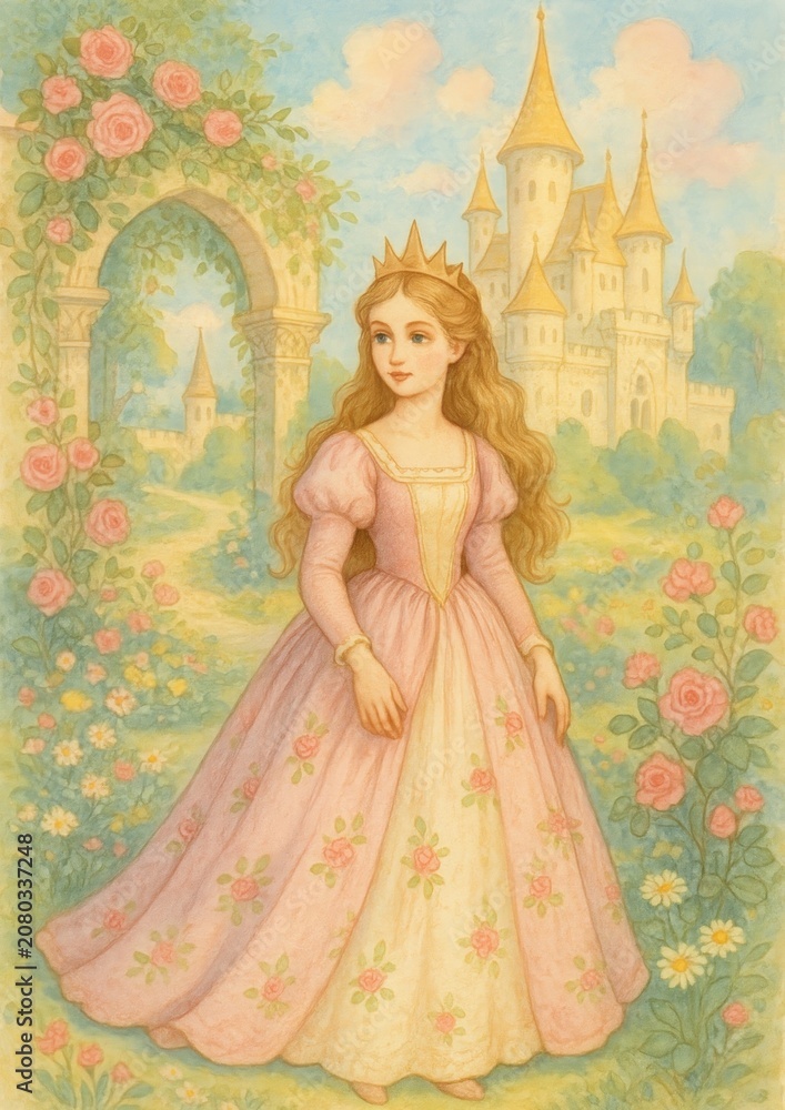 Obraz premium Fairytale princess in enchanted garden.