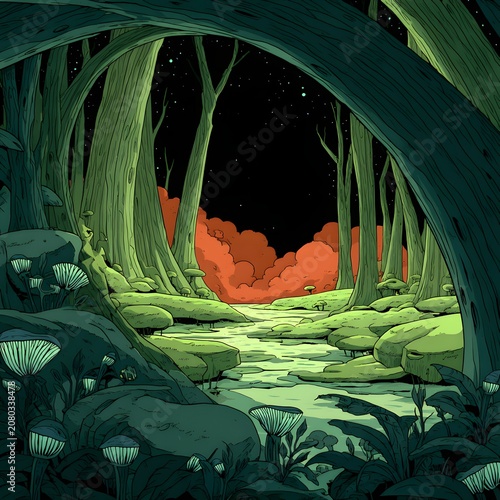 Enchanted Forest at Night