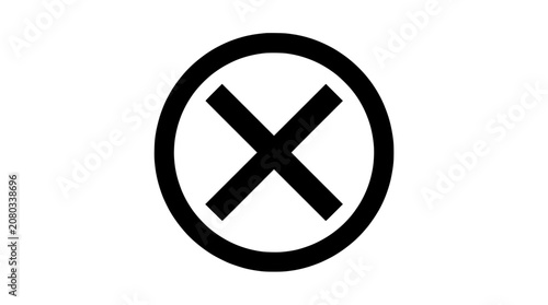 Obraz na płótnie Black Cross Inside Circle Icon, Negative Symbol, Rejection Sign, Close Button, G