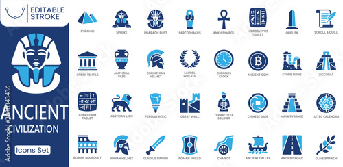 Quadro em tela Ancient civilization icon set