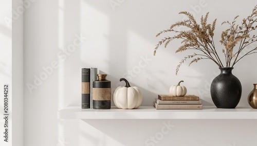 Decorative Shelf With Plants and Books in a Bright Indoor Space During the Day