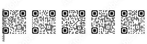 QR Code Symbol With Dots Vector Illustration Modern Rounded QR Code Symbol Black 